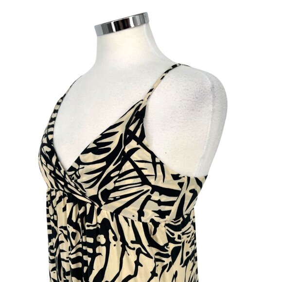 Patrons Of Peace Tropical Leaf Print V-Neck Sundress Ivory Black Size XS - Picture 4 of 12